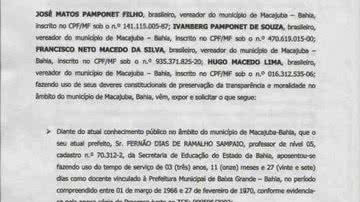 Imagem Prefeito de Macajuba é acusado de fraudar documentos para aposentadoria