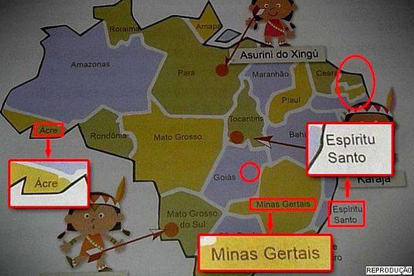 Imagem Livro didático com erros na grafia de Estados brasileiros é substituído 