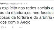 Imagem Jonas Paulo diz que “viúvas da ditadura e neo-fascistas estão colados com Aécio”
