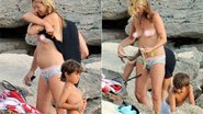 Imagem Tudo à mostra: Kate Moss faz topless na praia e deixa gordura escapar