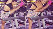Imagem Aline Riscado mostra elasticidade em alongamento na academia