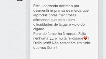 Imagem Alinne Moraes ataca imprensa por conta de cigarro: “Ridículos”
