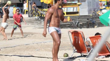 Imagem Ex de Nicole Bahls exibe tanquinho em dia de praia no Rio