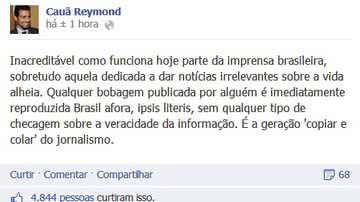 Imagem Após boatos de separação, Cauã desabafa no Facebook. Veja
