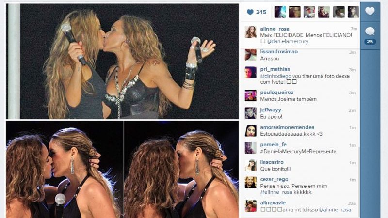 Imagem Alinne Rosa relembra beijão entre ela e Daniela Mercury