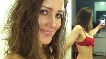 Imagem Nana Gouvea posa de lingerie vermelha para os fãs