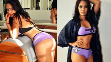 Imagem Com direito a topless, ex-BBB Jakeline Leal faz ensaio ousado como ring girl