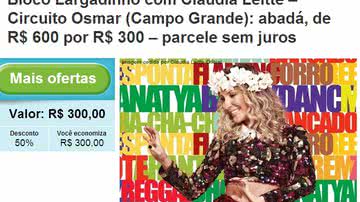 Imagem Claudia Leitte faz liquidação de bloco a dois meses do Carnaval