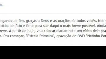 Imagem Netinho está perto de receber alta médica