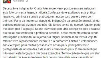 Imagem Ator Alexandre Nero é acusado de estimular zoofilia nas redes sociais
