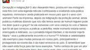 Imagem Ator Alexandre Nero é acusado de estimular zoofilia nas redes sociais