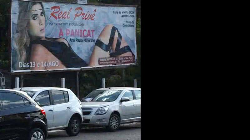 Imagem Ana Paula Minerato aparece em outdoor de boate privê