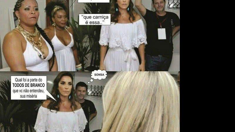 Imagem "Que carniça é essa?", diz Ivete em montagem sobre camisa de Claudinha