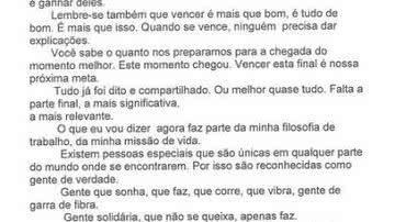 Imagem Confira na íntegra a carta que Felipão entregou aos jogadores antes da decisão