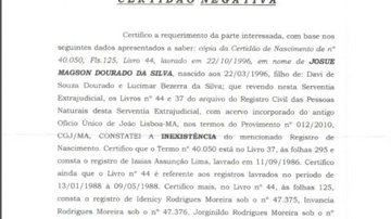 Imagem Confiram as certidões que comprovam o ‘gato’ de Josué, atleta do Bahia sub-17