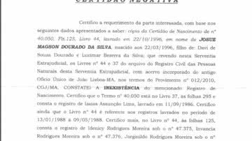 Imagem Confiram as certidões que comprovam o ‘gato’ de Josué, atleta do Bahia sub-17