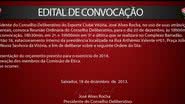 Imagem Vitória convoca reunião do Conselho Deliberativo 