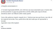 Imagem Público Zero: Bamor não irá comparecer à Arena nesta quarta-feira (15)
