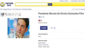 Imagem Torcedor negocia venda de Marcelo Guimarães Filho no Mercado Livre