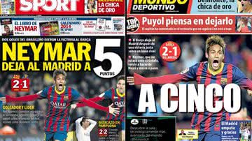 Imagem Herói do Barça, Neymar ganha destaque nos jornais catalães