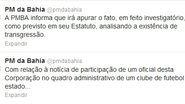 Imagem Lista de funcionários do Bahia: PM promete apurar situação de Major