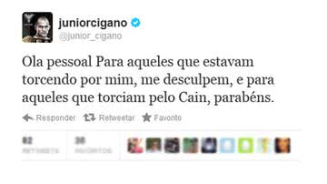 Imagem Junior Cigano pede desculpas em rede social