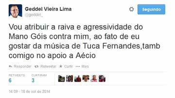 Imagem Geddel: Raiva de Mano Góes deve ser porque gosto da música de Tuca Fernandes