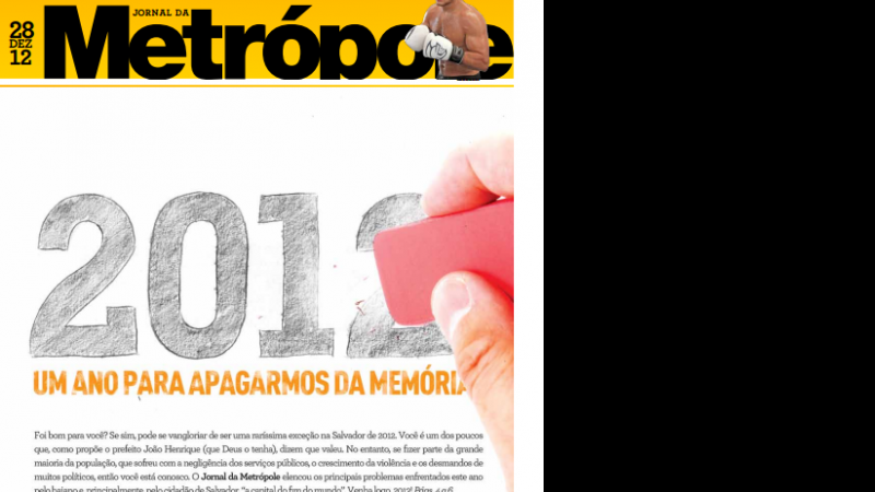 Imagem Jornal da Metrópole faz o restrospecto negativo de 2012