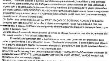 Imagem Carta circula em SC ameaçando matar baianos mal educados