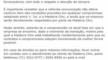 Imagem Após matérias do Bocão News, Madeira Chic esclarece denúncias