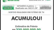 Imagem Mega-Sena da virada pode pagar R$ 230 milhões