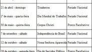 Imagem Diário oficial publica lista de feriados e pontos facultativos em 2013