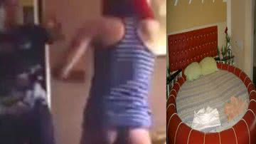 Imagem Vídeo: homem apanha de travestis dentro de quarto de motel