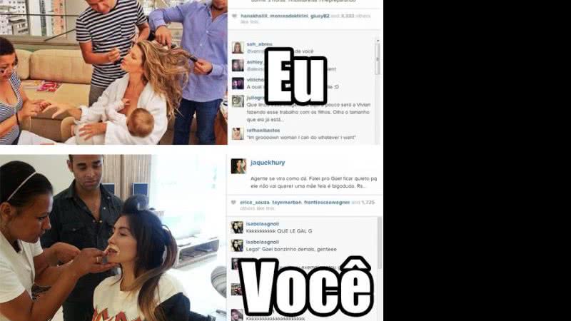 Imagem Blog ironiza foto de Jaque Khury comparando com Gisele Bundchen
