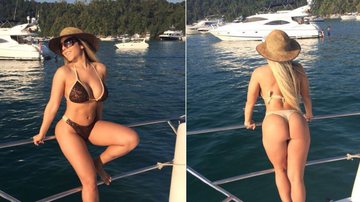 Imagem Mulher Melão mostra corpão em passeio de lancha