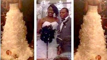 Imagem Noiva leva filha de um mês ao casamento presa no vestido 