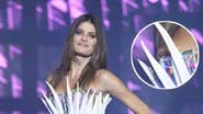 Imagem Tomara que caia: Isabelli Fontana deixa escapar parte do seio durante desfile 