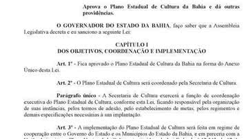 Imagem Sancionada lei que cria o Plano Estadual de Cultura