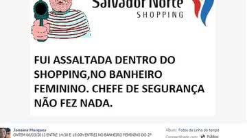 Imagem Jovem é assaltada dentro do banheiro feminino do Salvador Norte Shopping