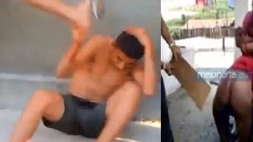 Imagem Vídeo: Justiça das ruas não perdoa ladrões.Um deles apanha com tábua nas nádegas