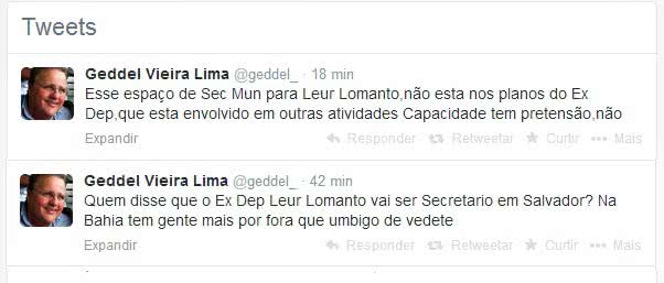 Imagem 'Entrou água': Leur Lomanto não será mais secretário, diz Geddel