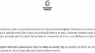 Imagem Prefeitura acusa Margareth Menezes de furar show em Carnaval