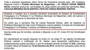 Imagem TCM adverte prefeito de Alagoinhas por acúmulo de cargo de servidores