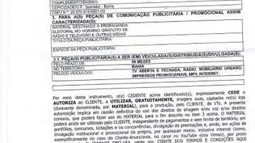 Imagem Chapa do PT apresenta documento que comprova permissão para utilização de imagem