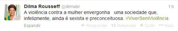 Imagem Sociedade é &#039;sexista&#039;, diz Dilma no Twitter