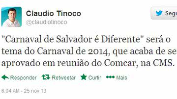 Imagem Vereador antecipa tema de folia: "Carnaval de Salvador é Diferente" 