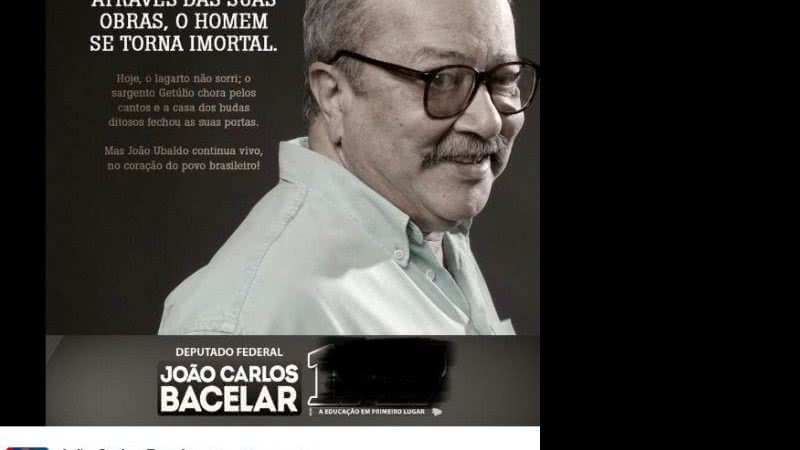 Imagem  Pegou mal: João Carlos Bacelar transforma morte de João Ubaldo em santinho