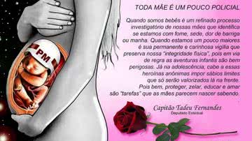 Imagem Com bebê PM na barriga, Capitão Tadeu faz inusitada homenagem às mães