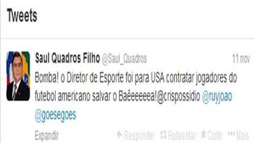 Imagem Saul explica ‘brincadeira’ feita com vice do Bahia