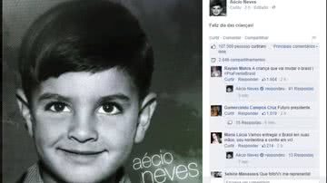 Imagem Foto de Aécio quando criança faz sucesso nas redes sociais
